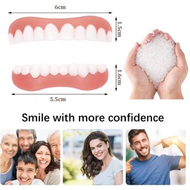2 Pairs of False Teeth Veneers, Veneer Teeth Cosmetic Tooth Cover Fake Teeth Temporary Dentures Artificial Teeth Dentures White Cosmetic Teeth Temporary Dentures