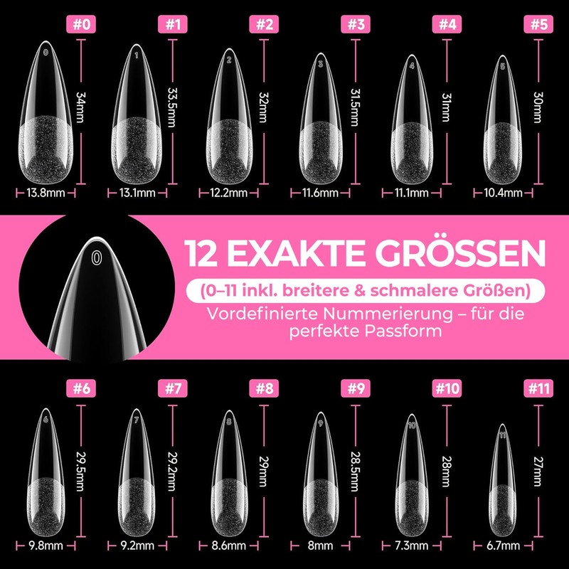 UNA GELLA Stiletto Nail Tips, Pack of 216