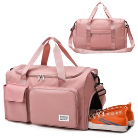 Sports Bag Women's Travel Bag Women Men Large Sports Bag with Shoe Compartment Wet Compartment Waterproof Training Bag Sports Duffle Bag Weekender Swimming Bag Fitness Bag for Travel, Fitness, Sports