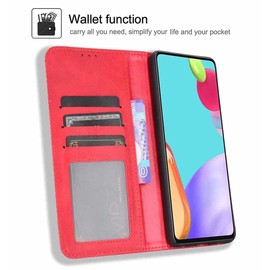 SEAHAI Leather Folio Case for TCL 50 Pro NXTPAPER 5G, Premium PU Wallet Cover with Credit Card Pocket/Cash Slots/Support Kickstand, Flip Magnetic Automatic Adsorption Shell - Red