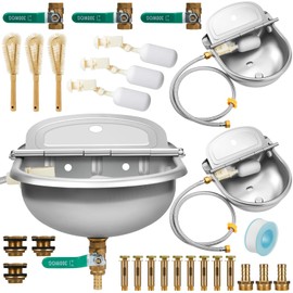 Tessco for you 3 Sets Automatic Animal Drinking Water Bowl, 304 Stainless Steel Livestock Waterer Dispenser for Dog Horse Goat Pig Cow, 4l/135oz with Float Valve and Water Tank, Drinking Trough