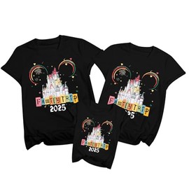 MYHALF Magical Family Matching Outfits: Cute Vacation Shirts for Mom and Mini Summer 2025 Family Trip Clothes Tops Black