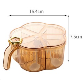 Tomotato Seasoning Box with Spoon, 5 Compartments Transparent Seasoning Storage Container with Handle Lid Condiment Spice Pots for Salt Sugar Pepper