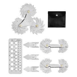 7 PCS Screw Thread Pitch Cutting Gauge Tool Set for Industrial Measurement, 3 PCS Center Gage 1 PC Drill Gauge, 1 America Type 1 Metric America Type 1 Metric Imperial US, Stainless Steel