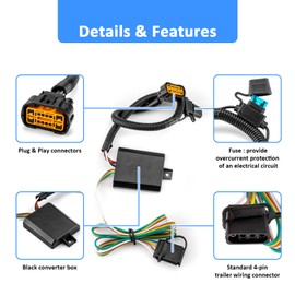 Wsays 4-Pin Trailer Wiring Harness Compatible with Hyundai Santa Fe Santa Cruz Tucson Palisade Fit Kia Telluride Sorento Carnival 2019-2024 Connect Trailer Tail Brake Turn Signal Lights