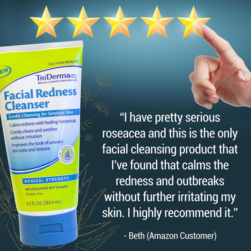 TriDerma Facial Redness Cleanser, 6.2 Ounces