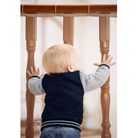 Roving Cove Railing Safety Net 5', Baby Safety Banister Guard, Indoor 5ft L x 3ft H Almond Brown