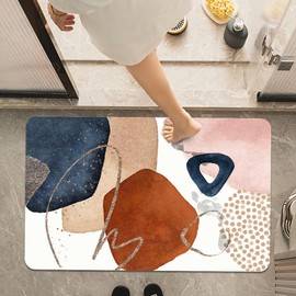 Bath Mat Rug,Bohemian geometric art Non-Slip Super Absorbent Quick Drying Bathroom Floor Mat,Fit Under Door Easy to clean Shower Rug for Shower Sink Bathtub(16" x 24"Inch)