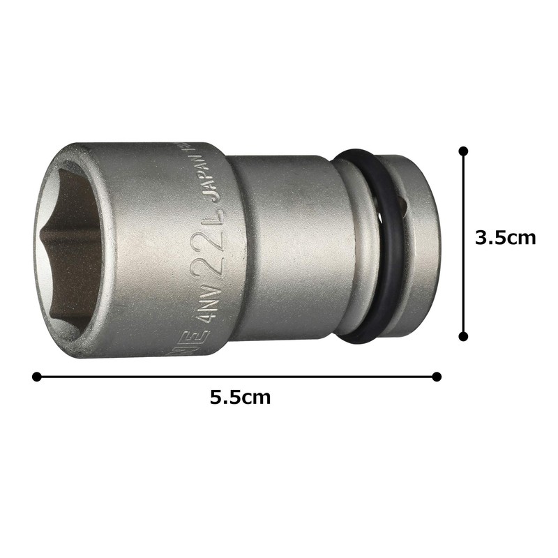 TONE Impact Long Socket 4NV-22L Insertion Angle 0.5 inch (12.7