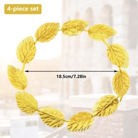 APRRMLIZW Roman Headpiece 4 Pieces Greek Goddess Leaf Headband Hair Band Laurel Wreath Gold Headpiece Headband Bridal Golden Roman Bay Leaf for Women Men Girls Party Decoration