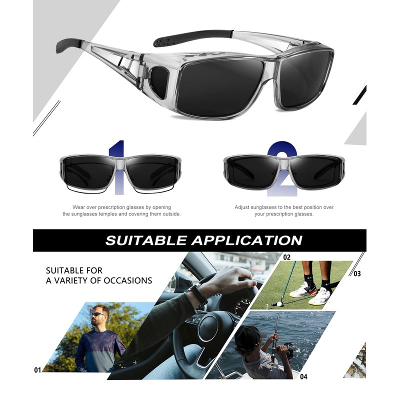 KALIYADI Wrap Around Sunglasses: Polarized Fit-Over-Sunglasses for Men & Women