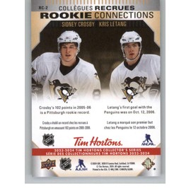 2023-24 Upper Deck TH Duos Rookie Connections #RC2 Sidney Crosby Kris Letang Hockey Card