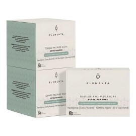 Toallitas Faciales Secas Desechables Extra Gr Elementa 150pz
