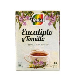 Therbal Té de Eucalipto & Tomillo (Té de eucalipto y tomillo) - 25 Bolsitas de té - 100% natural, vegano - Marca Premium