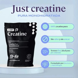 B-Fit Just Creatine - Creatina Monohidratada Pura en Polvo - 600 gr 4 Meses de Suministro - Creatina Sin Sabor - Sport Nutrition