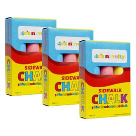 4E's Novelty 3 Boxes Sidewalk Chalk Party Favors for Kids, 3 Jumbo Chalk Sticks In Each Box, Sidewalk Chalk Bulk Individual Packs, Easter Basket Stuffers Toddlers Summer Gift Toy