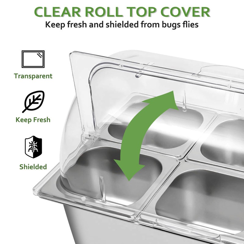 DONNGYZ Countertop Food Display Container 2 Pans with 3 Ice