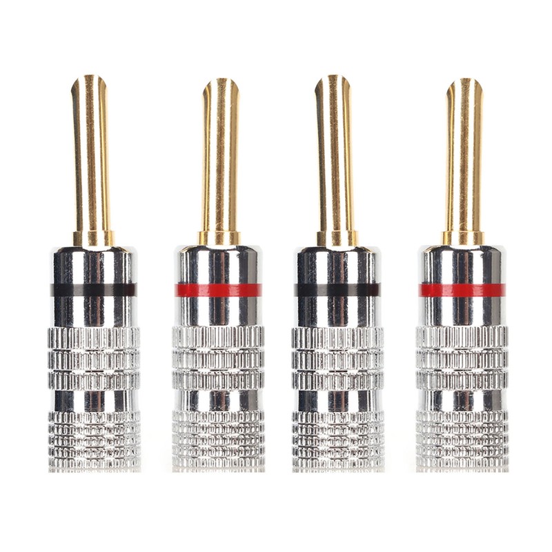 2 Pairs BFA Banana Plug 4mm Gold Plated Brass Serrated