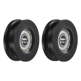 sourcing map 2pcs U626ZZ POM Pulley U-Groove Ball Bearing 6 x 30 x 10mm U Groove Roller Wheel (GCr15) Chrome Steel Bearings, Black