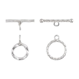 Bestewelry 2 Set 925 Sterling Silver Toggle Clasps 2 Styles Silver Color Tbar Clasps Fastener Hook Connectors Findings for DIY Necklace Bracelet Jewelry Making 14.5mm Long