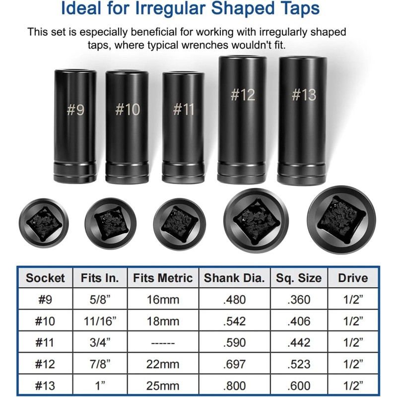 LIS 71670 Large Tap Socket Set For 5/8", 11/16", 3/4",