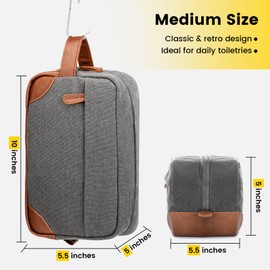Vorspack Vorspack Toiletry Bag Hanging Dopp Kit for Men Water Resistant Canvas Shaving Bag with Large Capacity for Travel - Light Grey