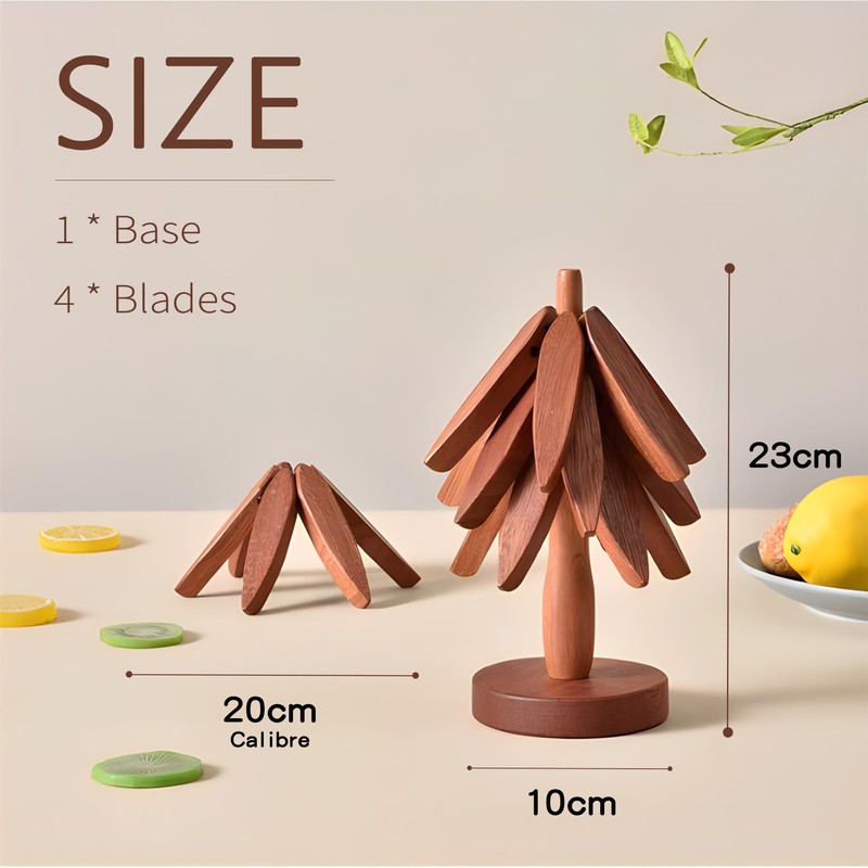 4pcs Wooden Trivets, Yellow-Brown Tree Coasters - Table Decoration for