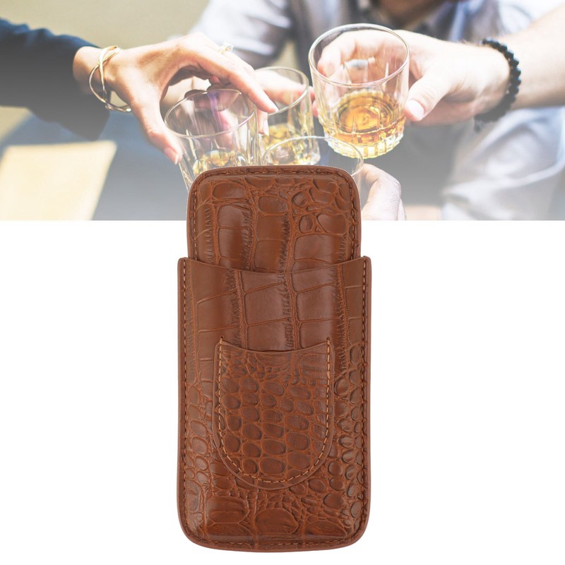 Cigar Holder Case Artificial Leather Portable Durable Elegant 3 Finger