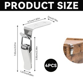 NIYATA 4Pcs 90 Degree Hook Lock Bolt,304 Stainless Steel Safety Angle Locking Latch with Screws,Right Angle Toggle Latch for Door,Window,Drawer,Toolbox,Cabinet,Case,Closet