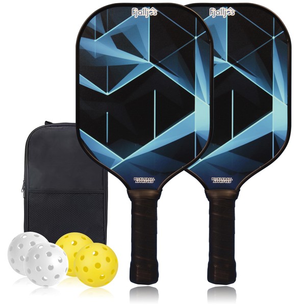 Fjalljós Pickleball Paddles for Beginners Set of 2-16MM Fiberglass Pickle