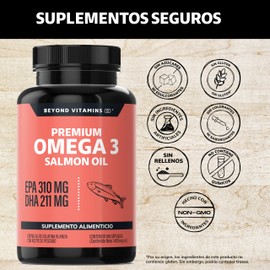Beyond Vitamins | Omega 3 Salmon Oil | Aceite de Pescado Ultra Concentrado en Ácido Eicosapentaenoico (EPA) y Ácido Docosahexaenoico (DHA)| Aceite Noruego (180 Caps)