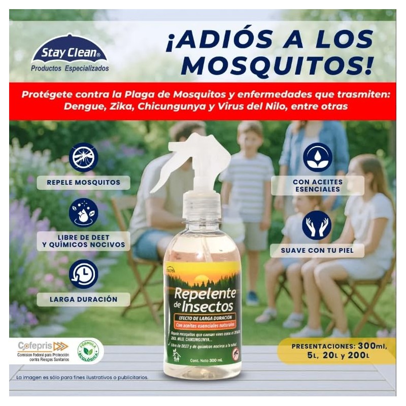 REPELENTE DE INSECTOS y MOSQUITOS 300ML de STAY CLEAN. DEFENSA
