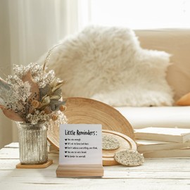 Positive Little Reminders You are Enough Desk Wood Plaque Sign with Wooden Stand,Dorm Signs for College Girls, Inspirational Signs Decor for Office Dorm Desk,You Are Enough Gifts