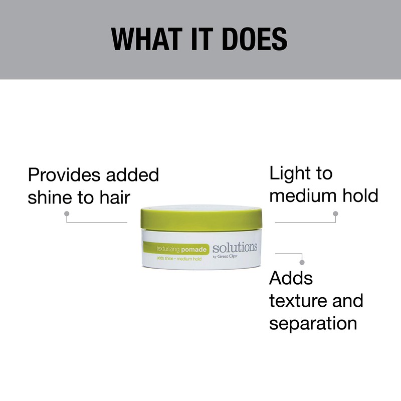 Solutions by Great Clips Texturizing Pomade, 2oz |Light-to-Medium Hold Hair