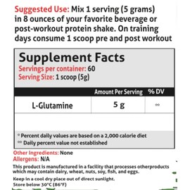 FRONTLINE FORMULATIONS Glutamine, Unflavored, Essentials, Train Harder, Recover Faster, Increase Endurance, Veteren Owned and Operated (60 Servings, Glutamine)