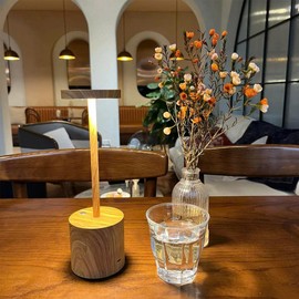 EPQDJZK Cordless Table Lamp – Rechargeable, Touch Control, Dimmable LED 3 Level Brightness, Waterproof IP54, Portable for Indoor & Outdoor Use (2Pack Bamboo Wood)