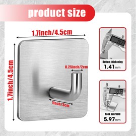 ZY PLUM Emergency Fire Blanket Wall Hooks，Waterproof Stainless Steel Adhesive Hooks for Home Kitchen Bathroom Office and Outdoor (Silver, 3 Pack)
