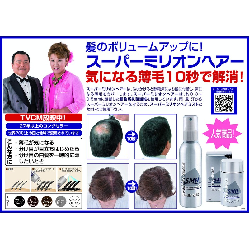 Large Capacity: Super Million Hair 1.4 oz (40 g), Gray