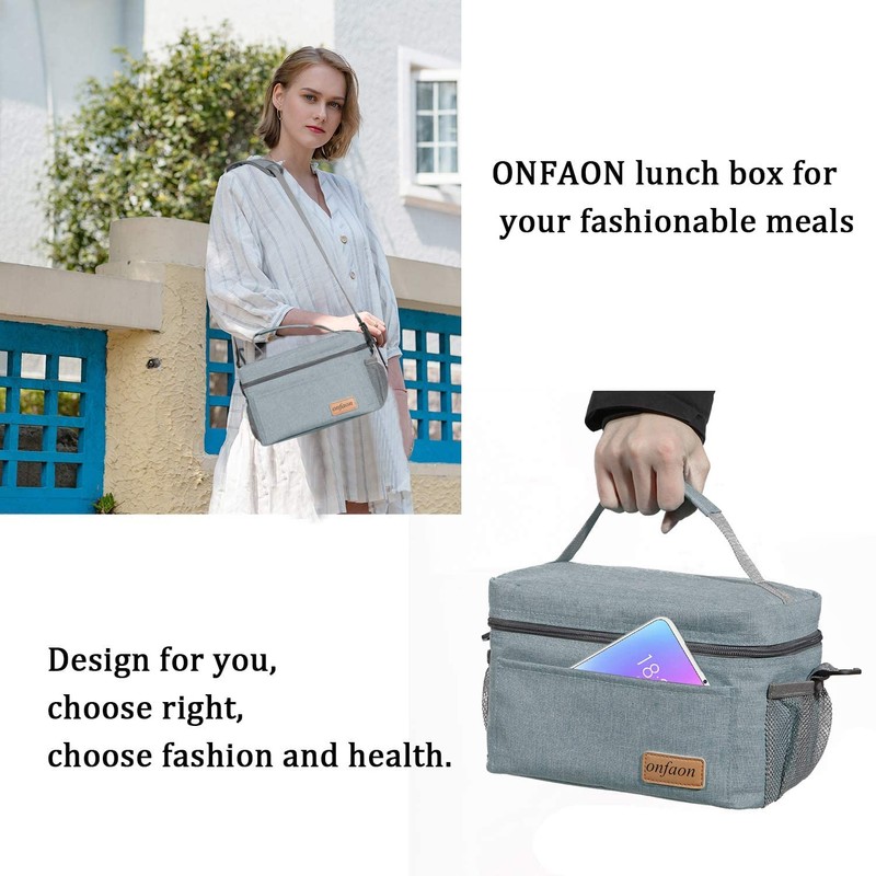 ONFAON Lunch Bag for Men/Women, Insulated Reusable Lunch Box Leakproof