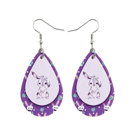 Easter Bunny Earrings Faux Leather Teardrop Dangle Earring Easter Earrings for Women Teardrop Dangle Earrings Teardrop Earrings - Easter Earrings - Bunny Earrings - Raindrop Earrings for Easter Decor