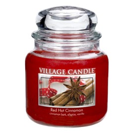 Village Candle Red Hot Cinnamon 16 oz Glass Jar Scented Candle, Medium