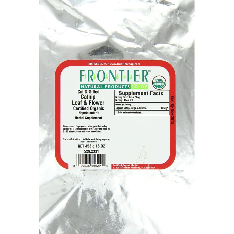 Frontier Co-op Organic Catnip, 1-Pound Bulk, Loved By Cats &