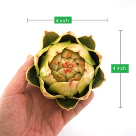 GiftHow Large Green Artificial Artichokes Fruits - Fake Fruits and Realistic Vegetables for Kitchen Bowl and Vase Filler Decorations (6)