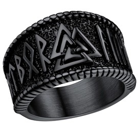 FaithHeart Customisable Unisex Finger Ring, Chain Spinner Ring, Viking, Rune Spinner Ring, Punk Viking Jewellery, Hip Pop Ring, with Gift Box, for Birthday / Valentine's Day