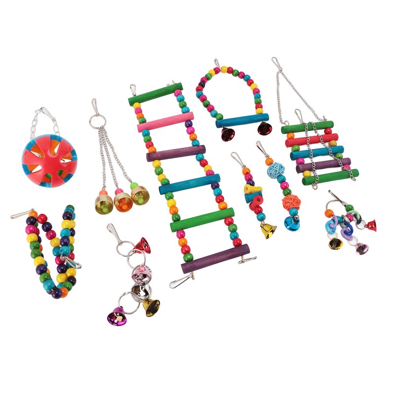 Bird Toy Set Colorful Boredom Relief Chewing Climbing Parrot Swing