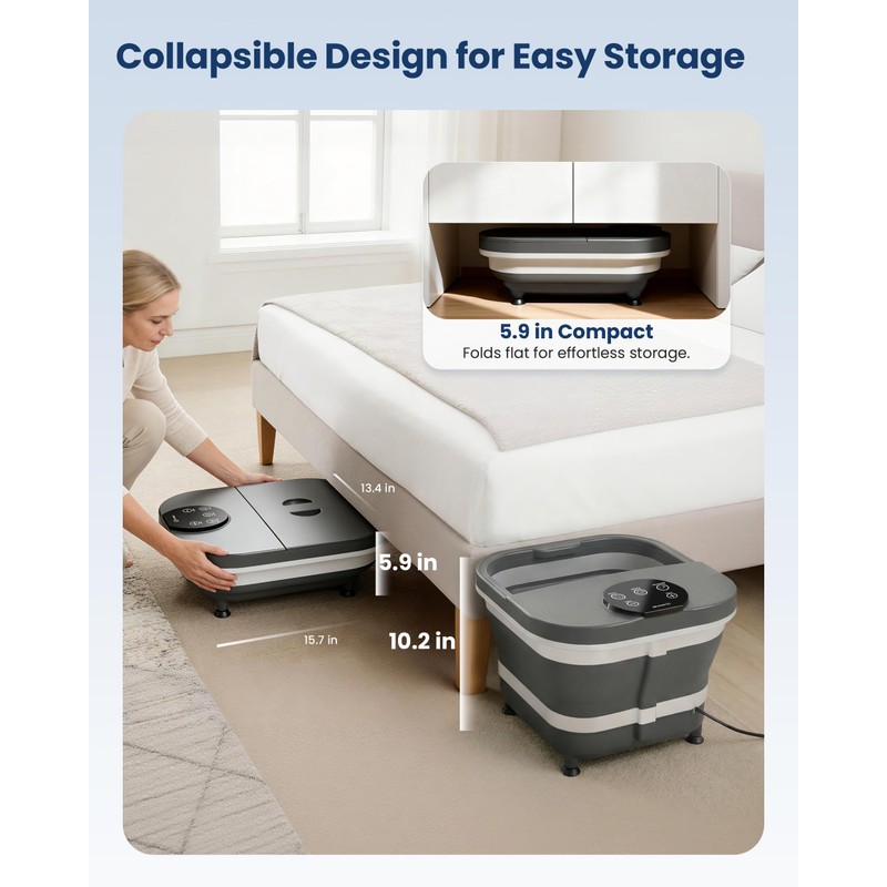 2026 Upgrade Foot Spa Bath Massager with Heat, Collapsible Foot