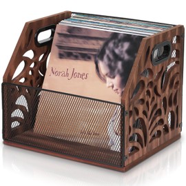 CILXGQLN Vinyl Record Storage, Wooden Record Holder, Magazine Holder, Magazine Rack for Desktop and Home Office, Record Crate Storage for Albums, Book, Files, Holds up to 70+ Records