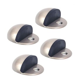 CG PLUS Floor Door Stopper with Rubber pad Satin Nickel 4 Pack, Semicircle Shaped Door Stopper, Stainless Steel for Protecting Wall
