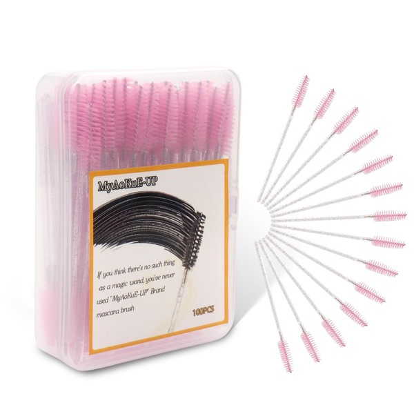 100 Pcs Disposable Eyelash Brush, Mascara Wands Makeup Brushes Crystal