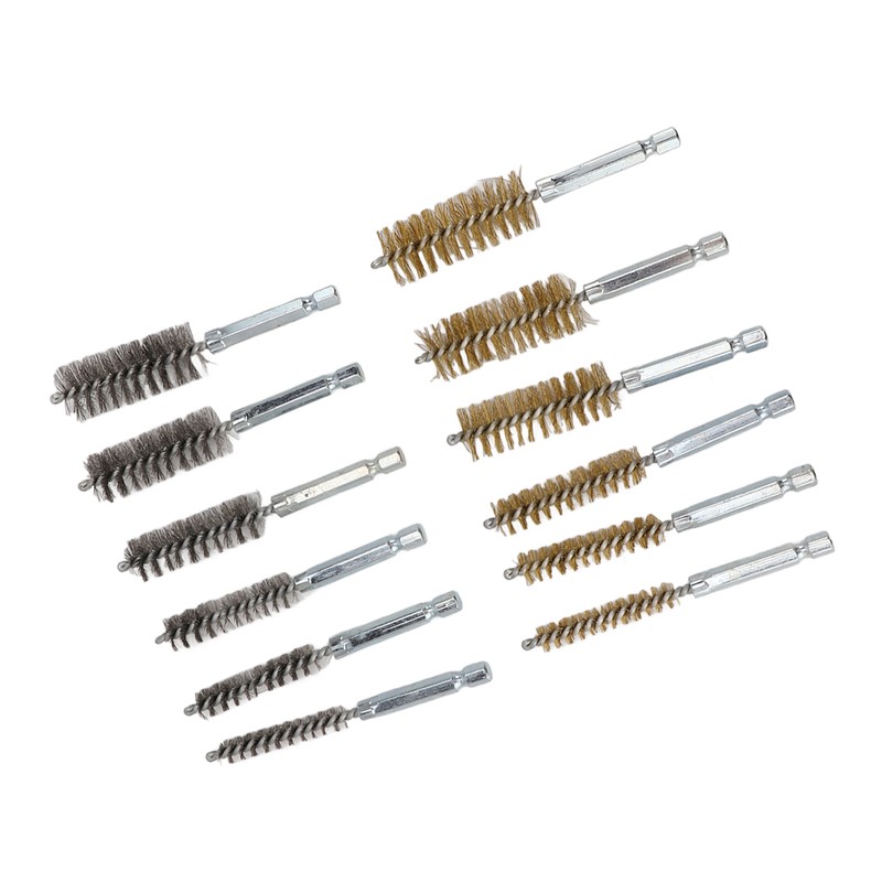 12PCS Bore Brush Copper and Iron 304 Stainless Steel Bristles
